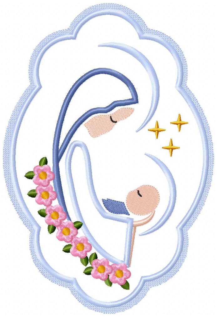 Our Lady and Baby Jesus - Applique - Machine Embroidery Design