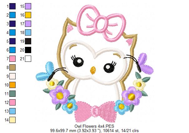 Owl Flowers - Applique