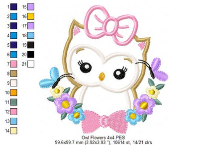 Owl Flowers - Applique