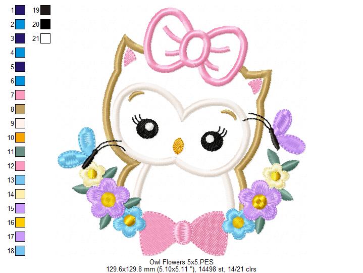 Owl Flowers - Applique