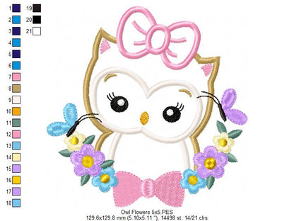 Owl Flowers - Applique