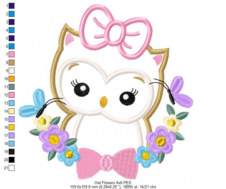 Owl Flowers - Applique