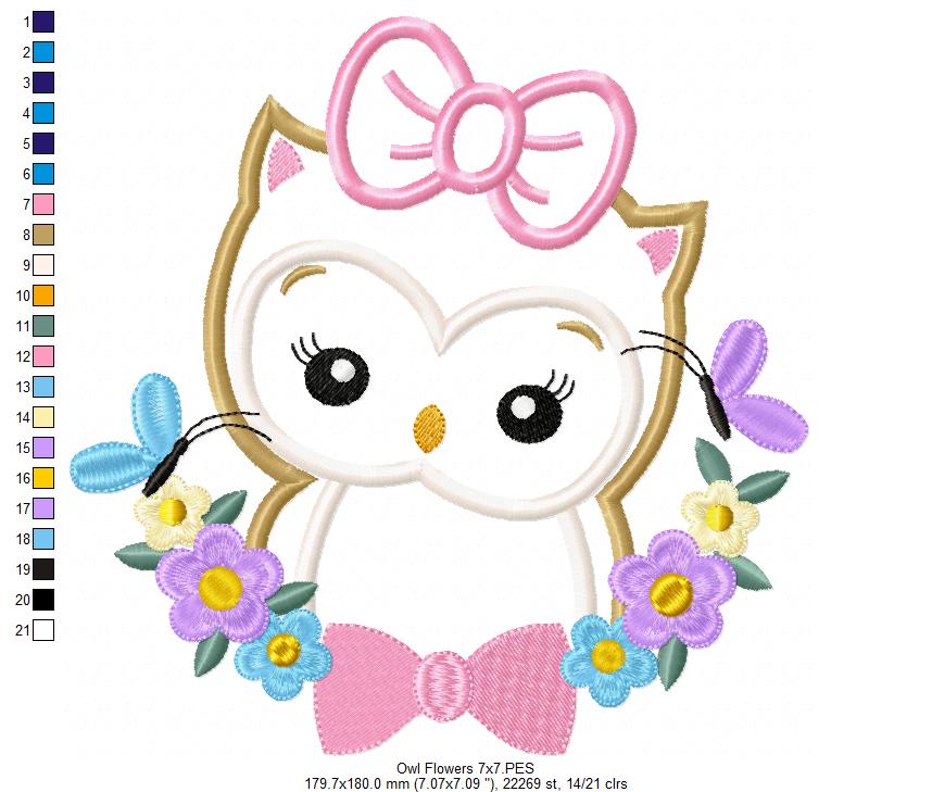 Owl Flowers - Applique