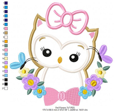 Owl Flowers - Applique