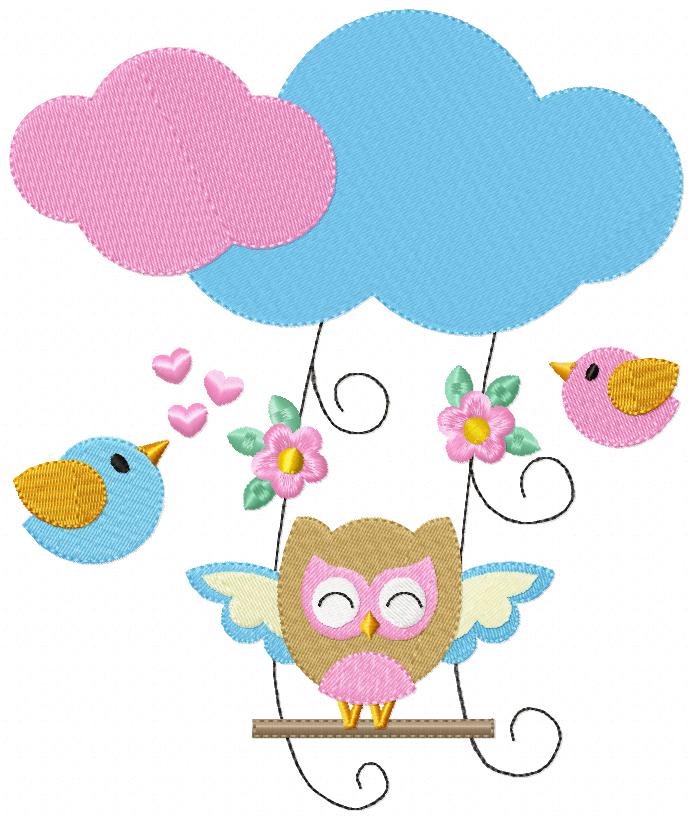 Owl on the Cloud Swing - Fill Stitch