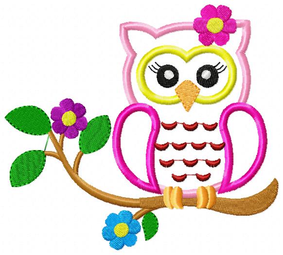 Owl Girl on a Branch - Applique