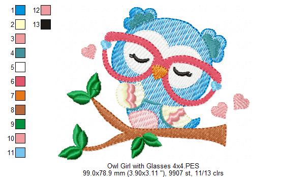 Owl Girl with Glasses - Rippled