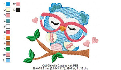 Owl Girl with Glasses - Rippled