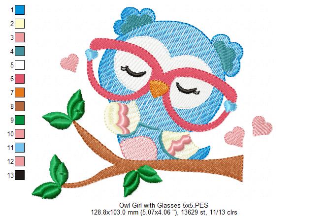 Owl Girl with Glasses - Rippled