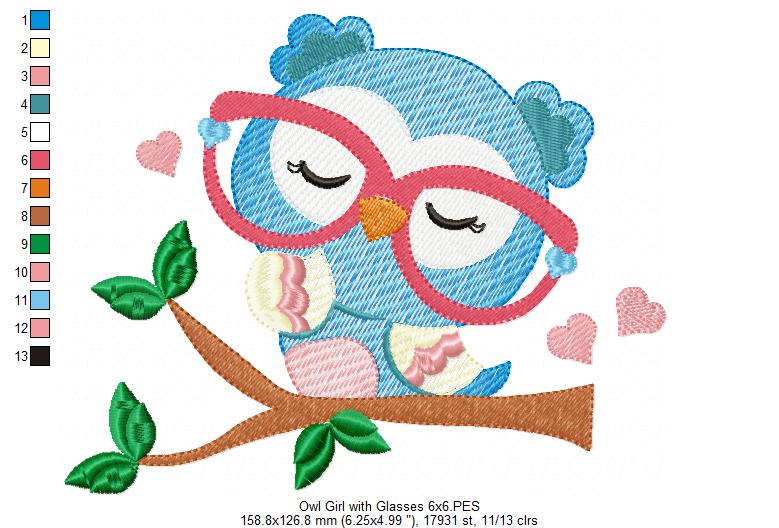 Owl Girl with Glasses - Rippled
