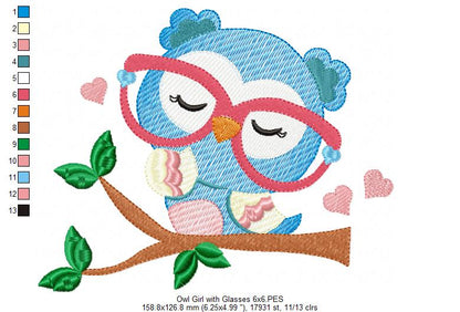 Owl Girl with Glasses - Rippled