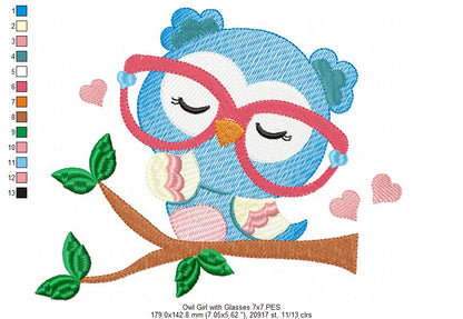 Owl Girl with Glasses - Rippled
