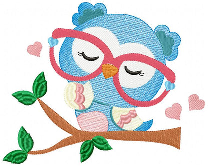 Owl Girl with Glasses - Rippled