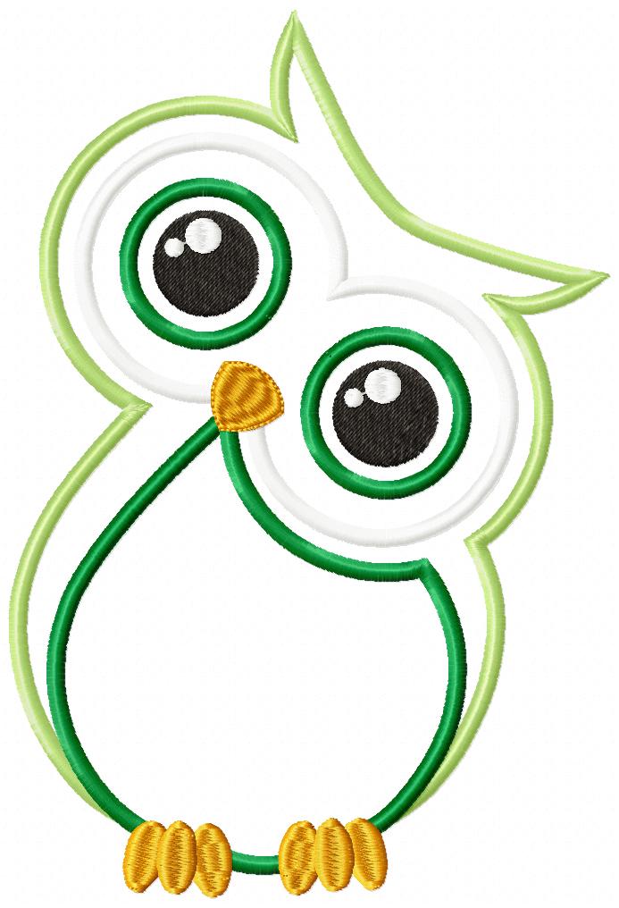 Tilted Head Owl - Applique - Machine Embroidery Design