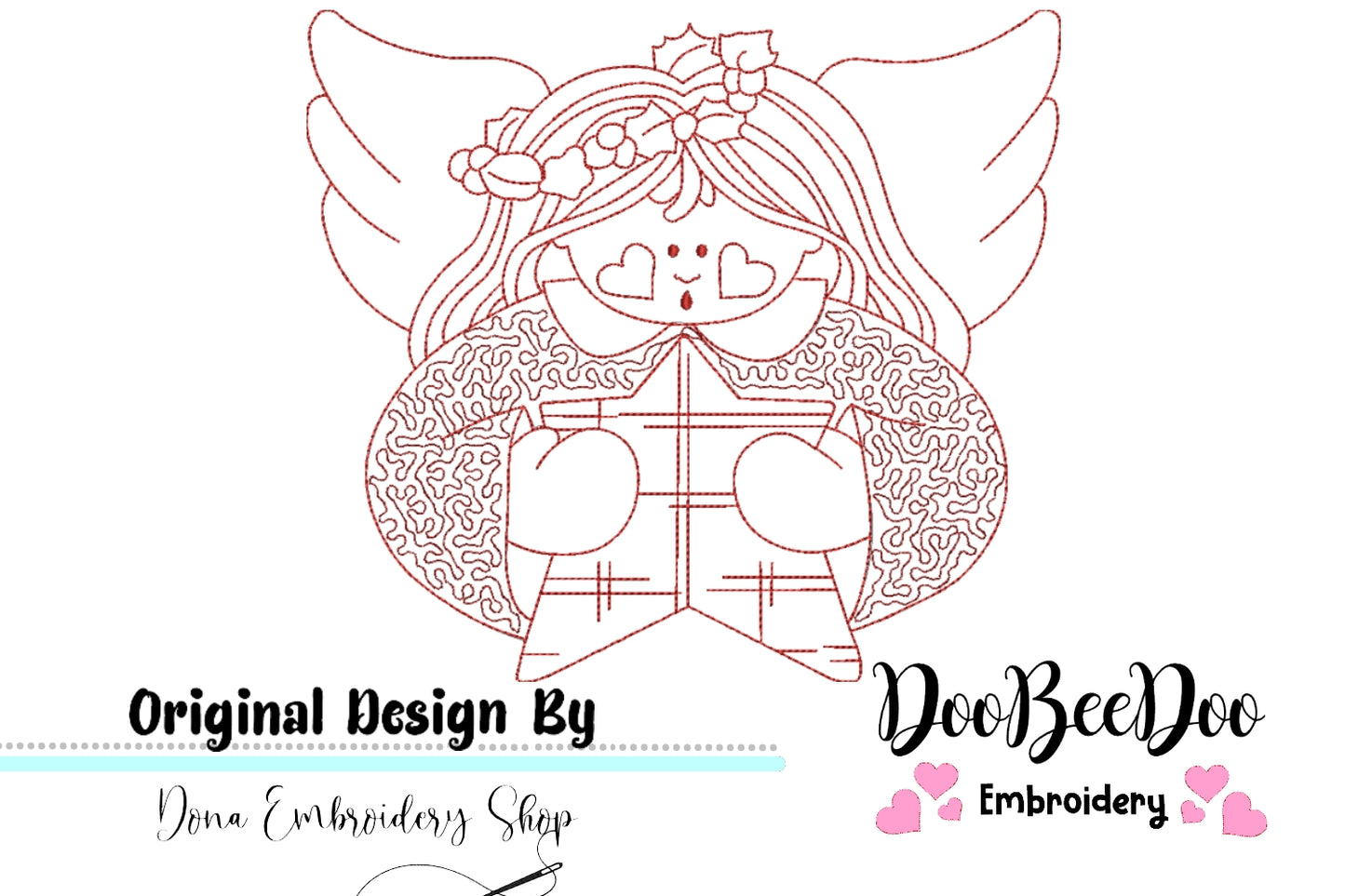 Christmas Angel - Redwork