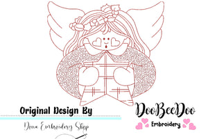 Christmas Angel - Redwork