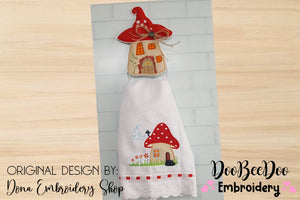 Mushroom Dish Cloth Hanger - ITH Project - Machine Embroidery Design