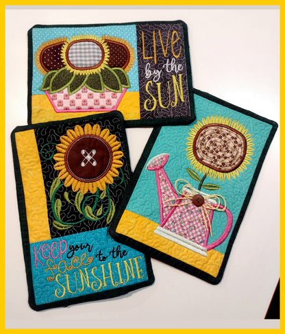 Sunflower Mug Rugs - ITH Project - Machine Embroidery Design