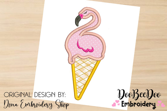 Flamingo Ice Cream - Applique