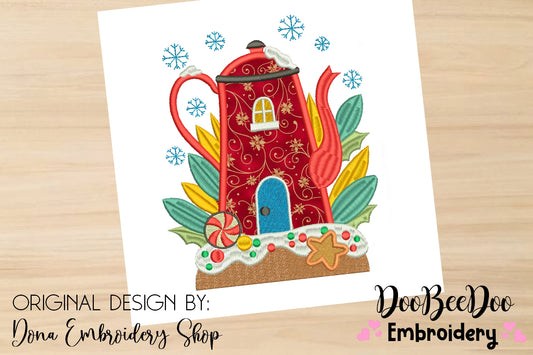 Christmas Teapot - Applique