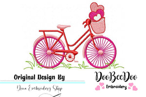 Love Bicycle - Fill Stitch - Machine Embroidery Design