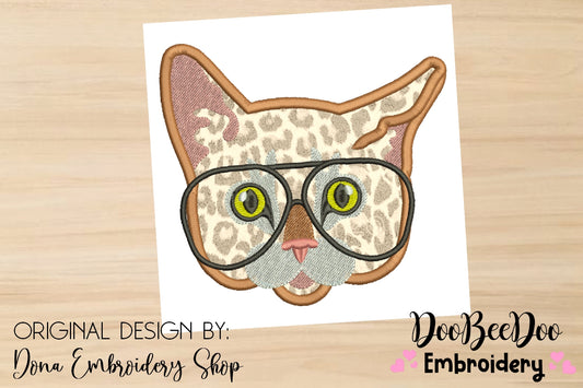 Cat with Aviator Glasses - Applique