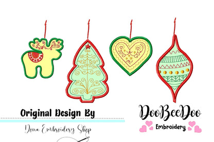 Folk Christmas Ornaments - ITH Project - Machine Embroidery Design