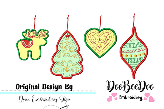 Folk Christmas Ornaments - ITH Project - Machine Embroidery Design