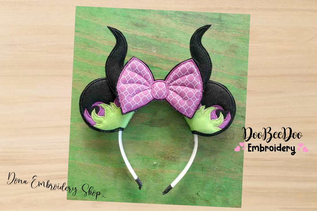 Mouse Ears Maleficent Headband - ITH Project - Machine Embroidery Design