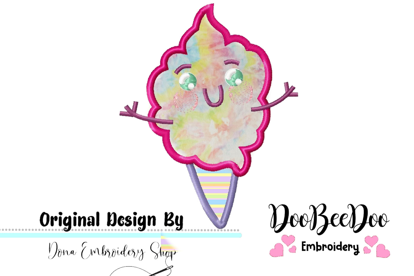 Cute Ice Cream - Applique - Machine Embroidery Design
