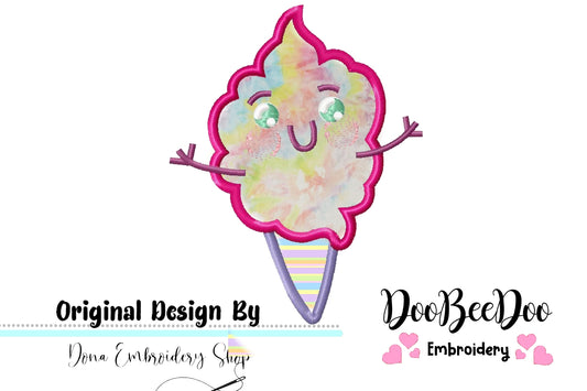 Cute Ice Cream - Applique - Machine Embroidery Design