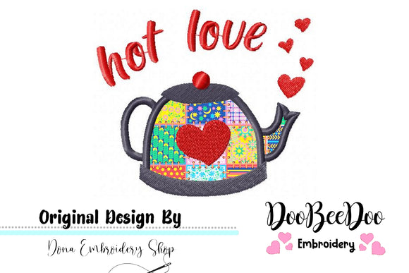 Hot Love - Valentine's - Applique - Machine Embroidery Design