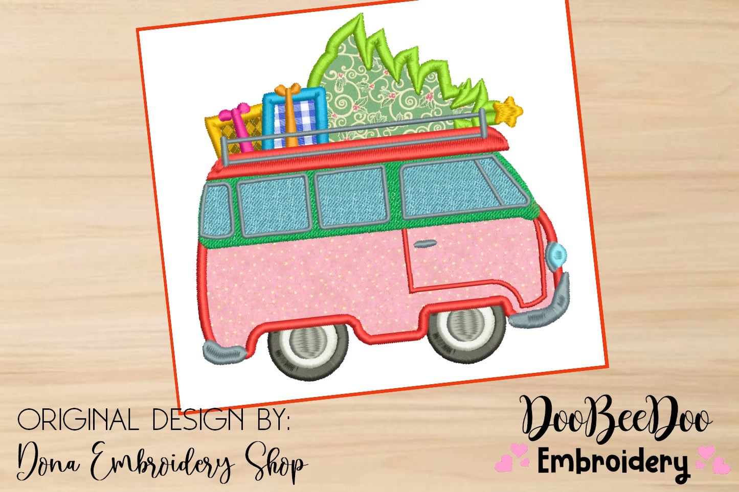 Christmas Kombi - Applique Machine Embroidery Design
