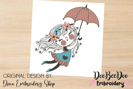 Umbrella Girl - Fill Stitch