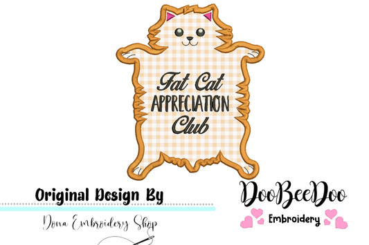 Fat Cat Appreciation Club - Applique - Machine Embroidery Design