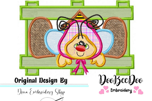 Country Bee  - Applique - Machine Embroidery Design