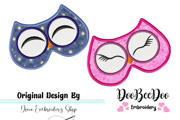 Cute Owls Sleep Masks - Pack with 2 designs  - ITH Project - Machine Embroidery Design
