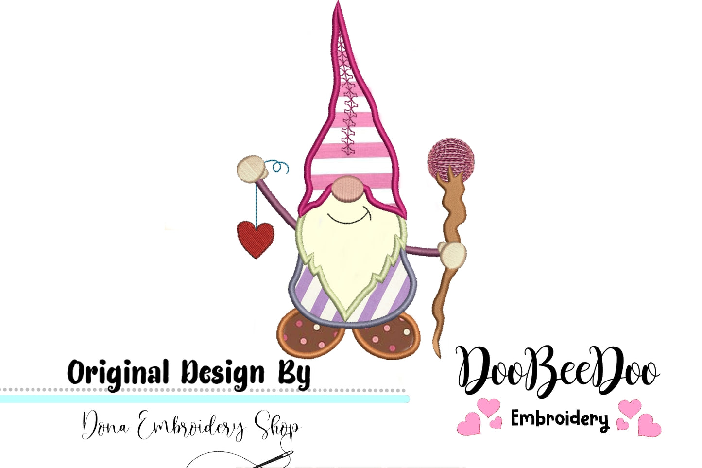 Love Gnome - Applique - Machine Embroidery Design