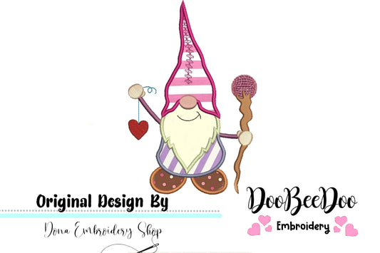 Love Gnome - Applique - Machine Embroidery Design