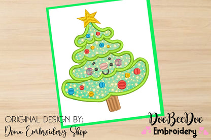 Christmas Tree Cute Smile - Applique