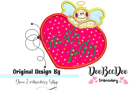 Holly Jolly Angel Applique - Christmas - Machine Embroidery Design