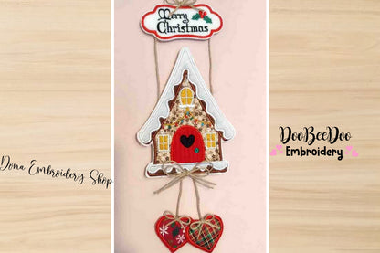 Merry Christmas Candy House Door Ornament - ITH Project - Machine Embroidery Design