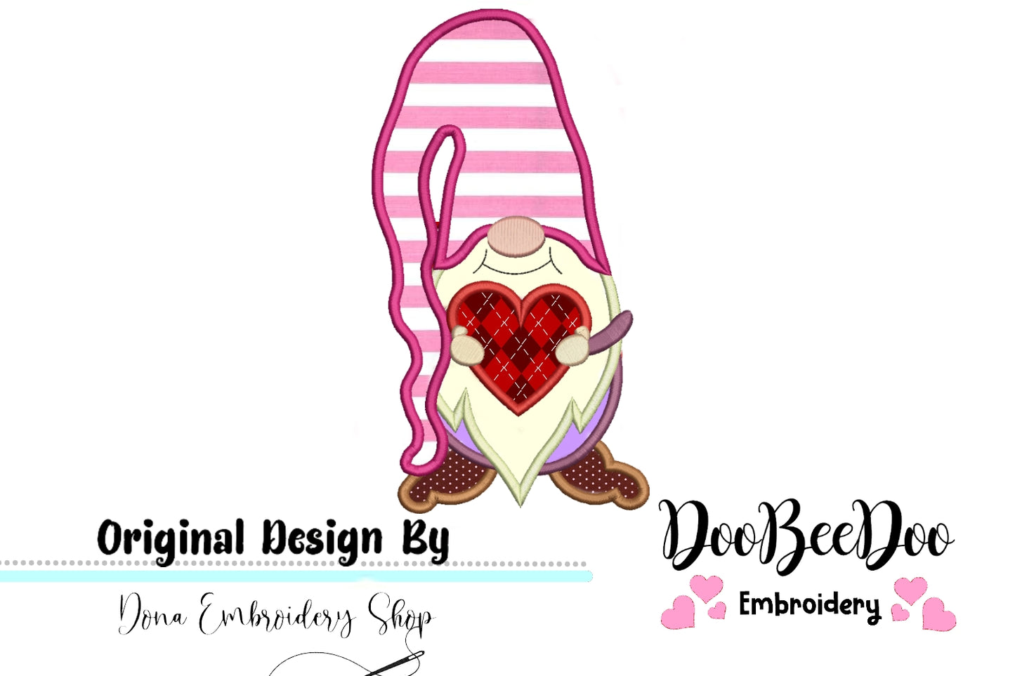 Love Gnome - Applique - Machine Embroidery Design