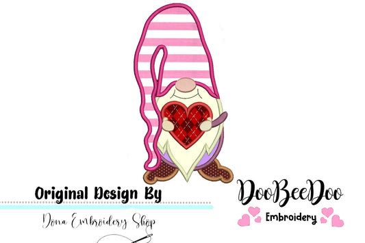 Love Gnome - Applique - Machine Embroidery Design