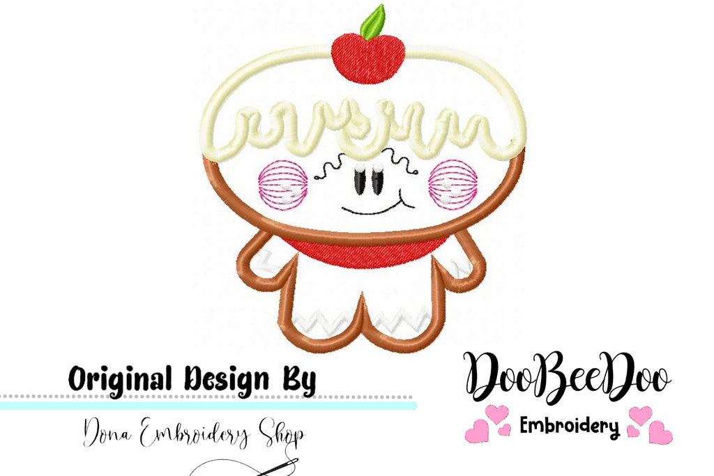 Cute Gingerbread  - Applique - Machine Embroidery Design