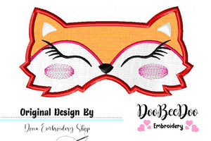 Cute Fox Girl Sleep Mask - Applique - Machine Embroidery Design