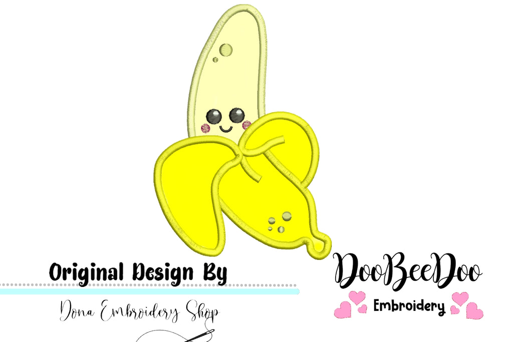 Cute Banana - Fruit - Applique Machine Embroidery Design
