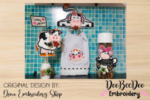 Cow Set of 4 Designs - ITH Project - Machine Embroidery Design