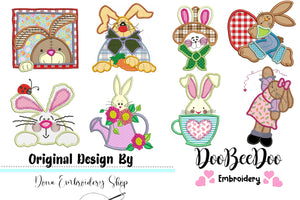 Cute Easter Bunnies Applique Pack - Applique - Machine Embroidery Design