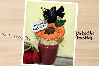Pumpkin and Bird Autumn - ITH Project - Machine Embroidery Design